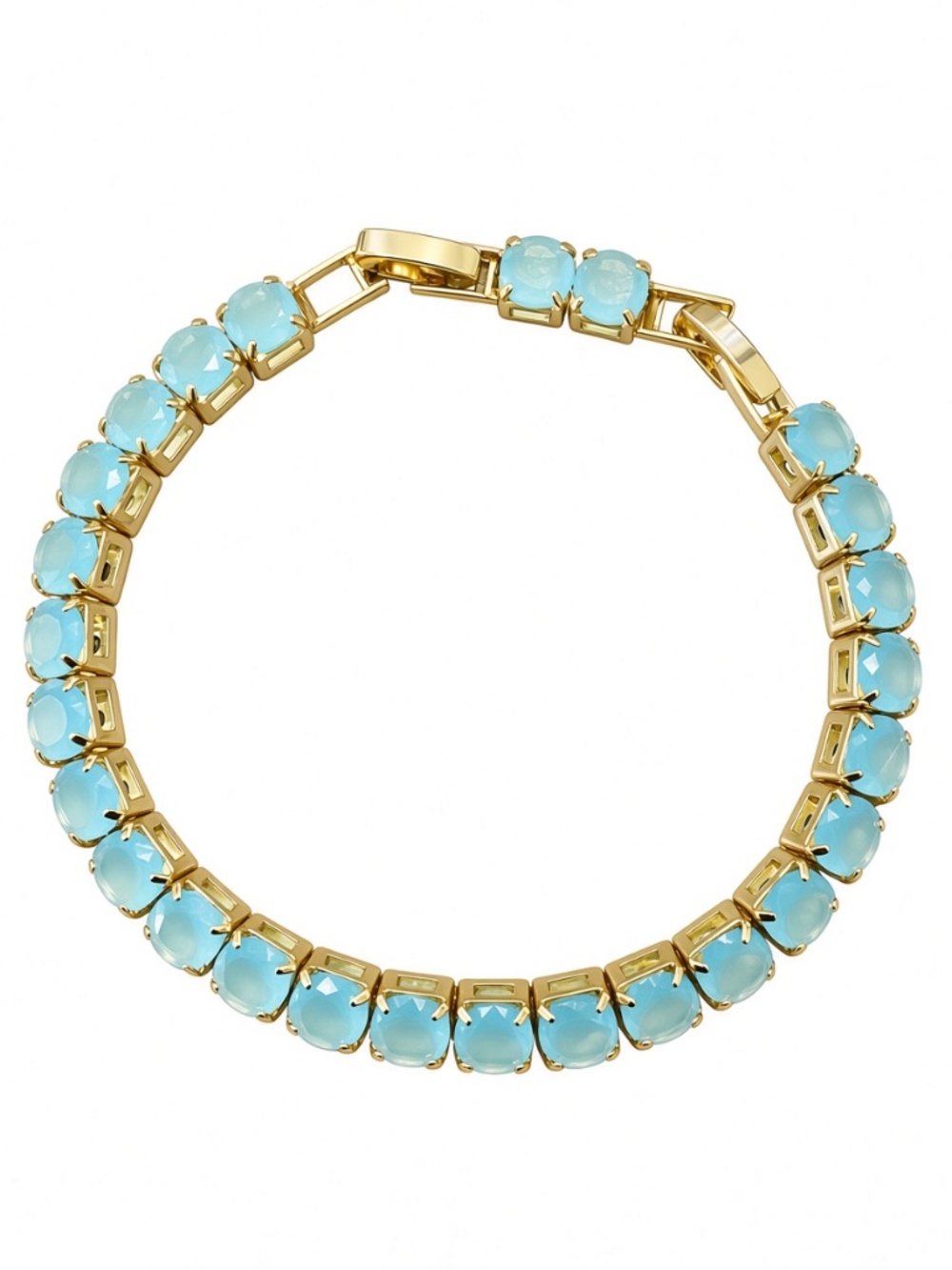 Aqua Blue & Gold-Tone Tennis Bracelet